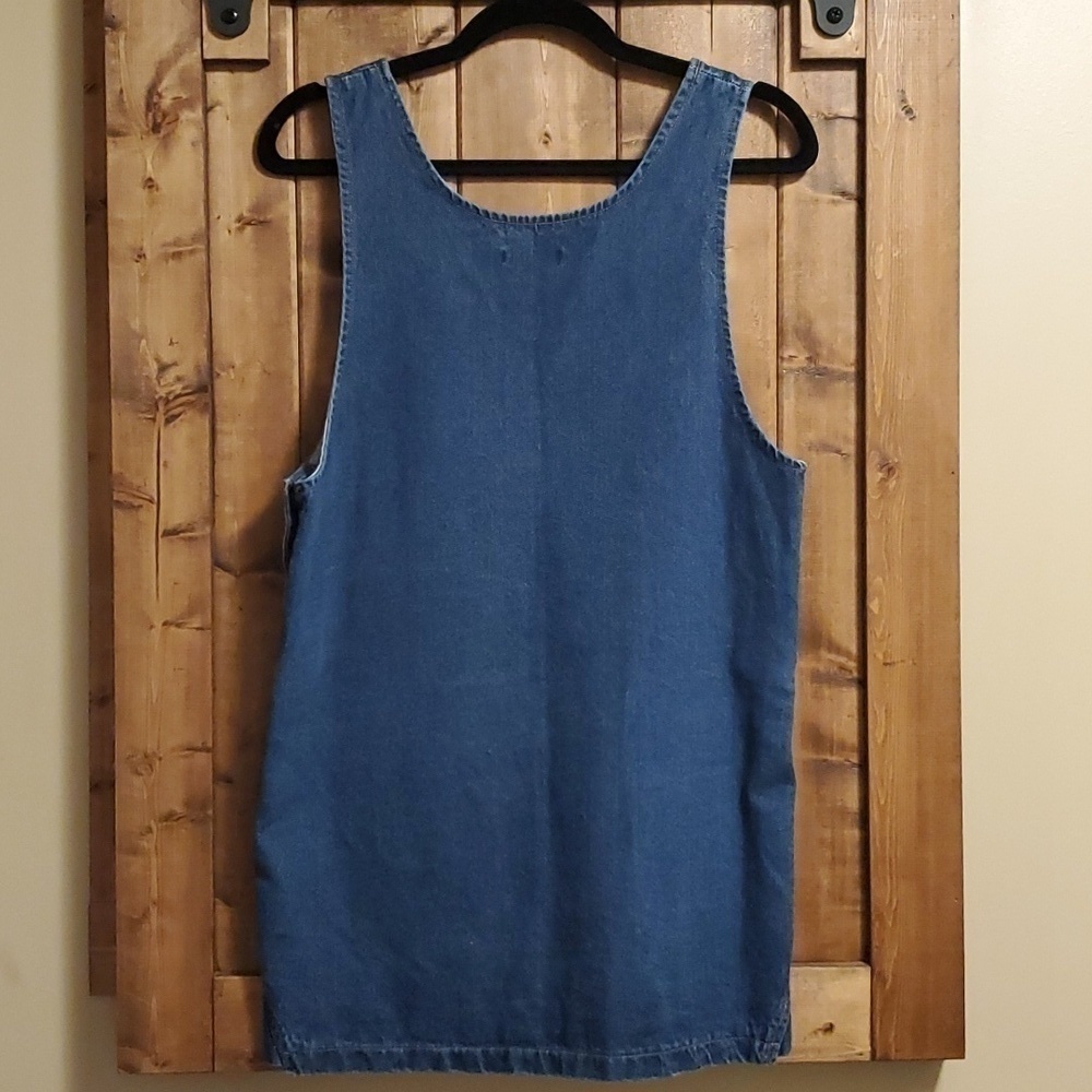 HSTYLE Korean Denim Side Snap Embroidered Patches Mini Dress Size Small - Picture 7 of 13